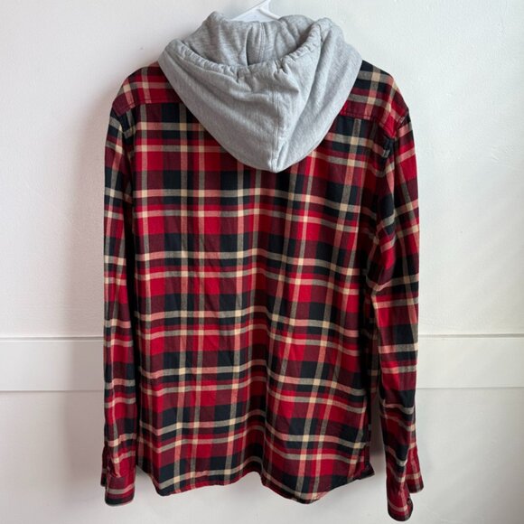Vans Red Plaid Hooded Long Sleeve Button Up Flannel - Picture 3 of 7